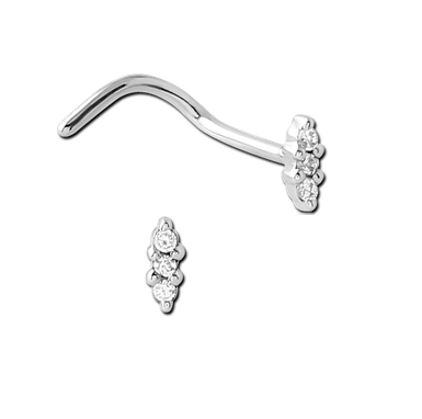 Surgical Steel Three Stone Nose Stud 0.8mm