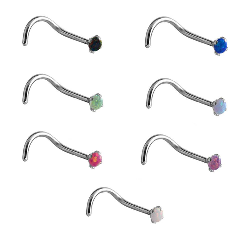 Nose Stud Synthetic Opal Claw Set