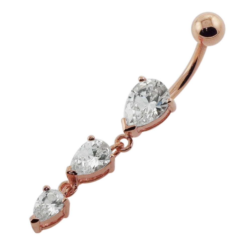 Rose Gold 3 Tear Navel