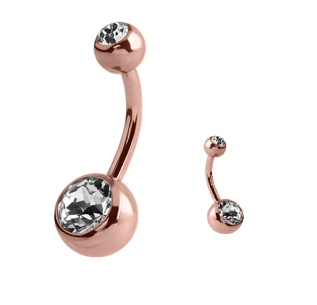 Rose Gold Navel 2 Stone