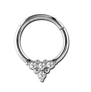 Surgical Steel Jewelled Hinged Ring 1.2mm x 8mm
