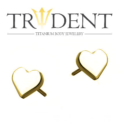 Trident Titanium Threadless Heart Attachment Anodised Gold