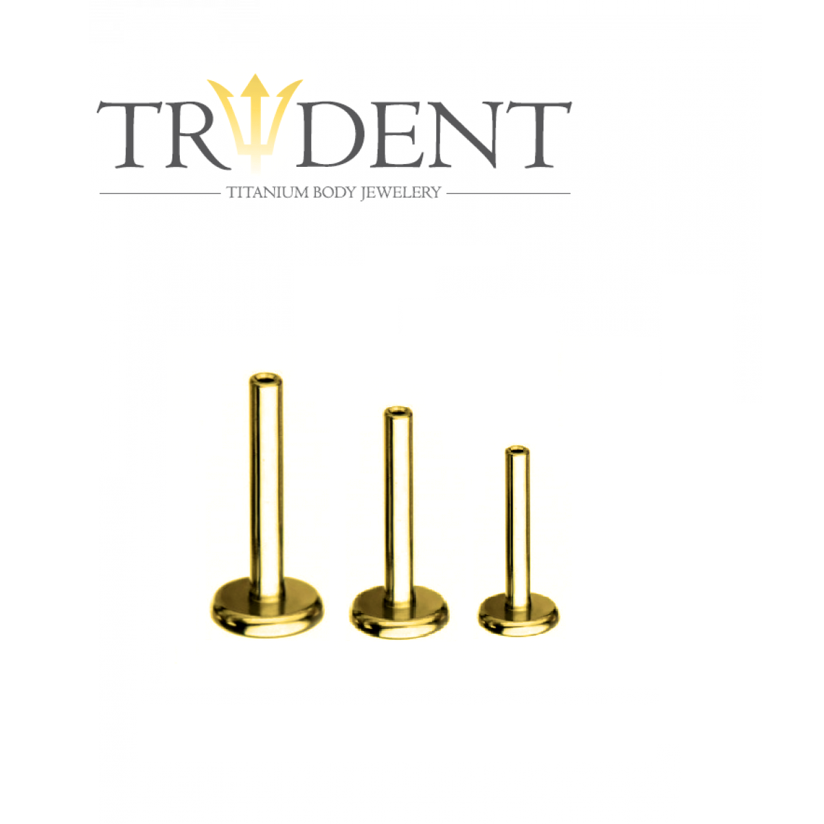 Trident Threadless Labret Post Anodised Gold